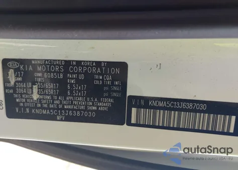 2018 Kia Sedona L z USA, uszkodzony, nr VIN KNDMA5C13J6387030